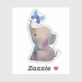 Elefant mit Schmetterling Sticker (Vel)