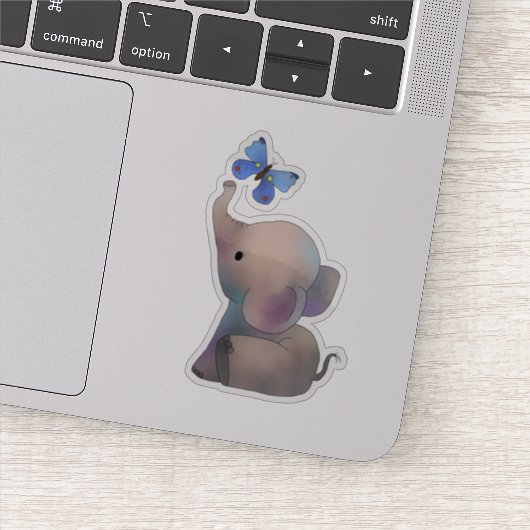 Elefant mit Schmetterling Sticker (Detail)