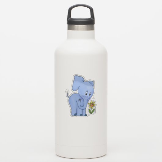 Elefant und Blume Aufkleber Sticker (Waterfles)