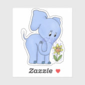 Elefant und Blume Aufkleber Sticker (Vel)