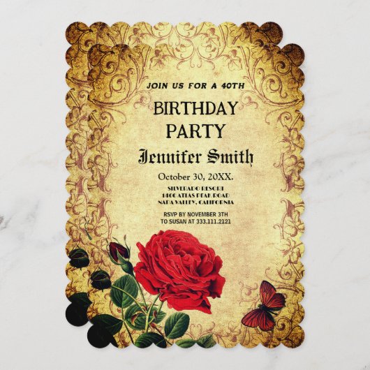 Élégamment rétro invitation vitamine rouge (Devant / Derrière)