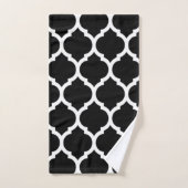 Elegan Black White Moroccan Quatrefoil Pattern Bad Handdoek (Handdoek)