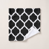 Elegan Black White Moroccan Quatrefoil Pattern Bad Handdoek (Wasdoekje)