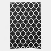 Elegan Black White Moroccan Quatrefoil Pattern Bat Theedoek (Verticaal)