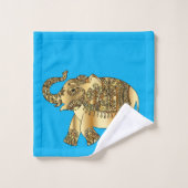 Elegan Gold Paisley Elephant Blue Bad Handdoek (Wasdoekje)