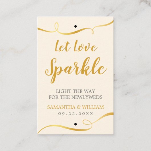 Elegan Gold Wedding Sparkler Label | Aangepaste kl (Voorkant)