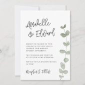 Elegan Mariage eucalyptus détails, invitation chic (Devant)