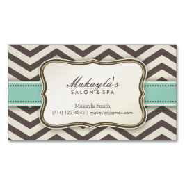 Elegan Modern Brown Chevron Pattern, Green & Beige Visitekaartje Magneet