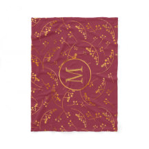 Elegan monogram goudbessen marsala roze patroon