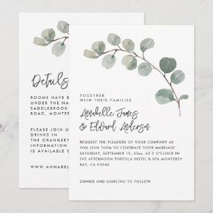Elegan Wedding eucalyptus details, uitnodiging chi