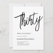 Elegan Wit en Zwart Dertig 30ste Verjaardag Party Kaart (Voorkant)