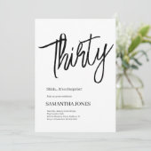Elegan Wit en Zwart Dertig 30ste Verjaardag Party Kaart (Staand voorkant)