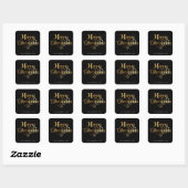 Elegan Zwart & Goud Vrolijk Kerstscript Custom Vierkante Sticker (Vel)