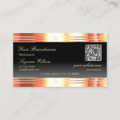 Elegance Black Roos Gold Borders Logo en QR-code Visitekaartje (Achterkant)