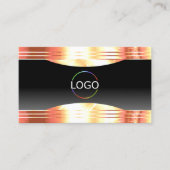 Elegance Black Roos Gold Borders Logo en QR-code Visitekaartje (Voorkant)