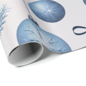 Elegance blauw en wit kerstpatroon cadeaupapier (Rol Hoek)