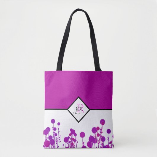 Elegance Blooms: Gepersonaliseerd Monogram Tas (Voorkant)