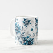 Élégance/Blossom bleu dans Mug Café bleu (Devant gauche)