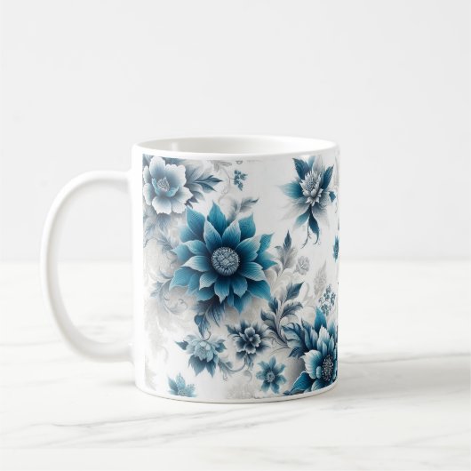 Élégance/Blossom bleu dans Mug Café bleu (Gauche)