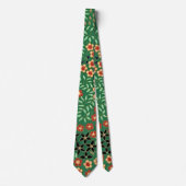 Elegance Blossoms: Groene Japanse Bloemen Stropdas (Voorkant)