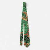 Elegance Blossoms: Groene Japanse Bloemen Stropdas (Achterkant)