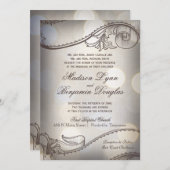  Elegance Bokeh Rustic Wedding Invitations Kaart (Voorkant / Achterkant)