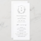 Elegance botanical crest monogram bruiloft menu (Voorkant / Achterkant)