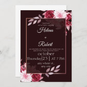 elegance botanical monogram rustic bruiloft invit kaart (Voorkant / Achterkant)