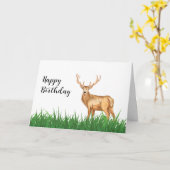 Elegance Buck Deer Carte d'anniversaire personnali (Fleur jaune)
