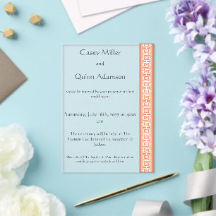 Élégance Chinoise en Corail Invitation de Mariage