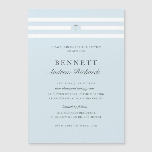 Élégance Classique Garçons Baptême Invitation (Devant)