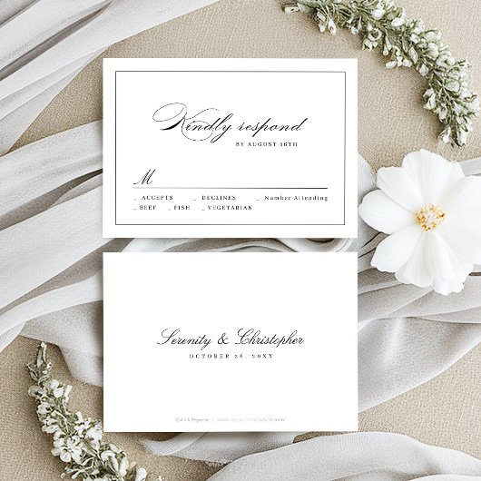 Élégance classique Script Mariage simple RSVP
