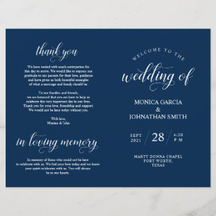 Elegance Classy Mariage Ceremony programme pliable