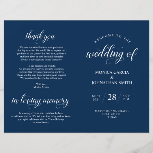 Elegance Classy Mariage Ceremony programme pliable (Devant)