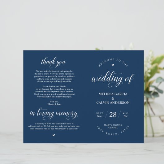 Elegance Classy Mariage Ceremony Programme pliable (Debout devant)