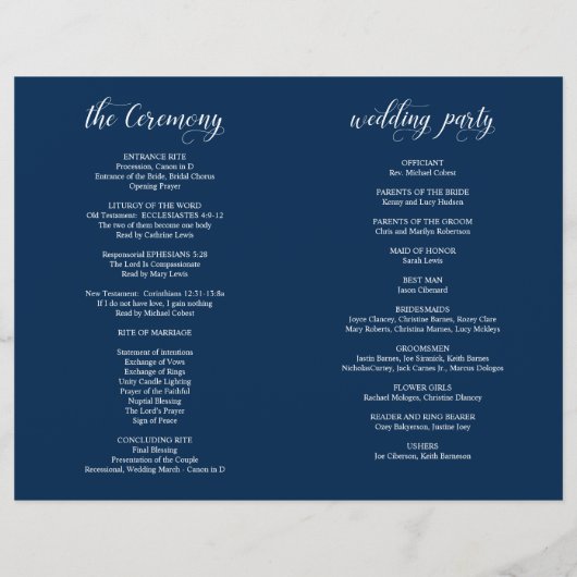 Elegance Classy Mariage Ceremony Programme pliable (Dos)