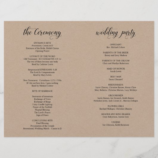 Elegance Classy Wedding Ceremony Foldable Program (Achterkant)