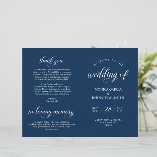 Elegance Classy Wedding Ceremony voudable Program (Staand voorkant)