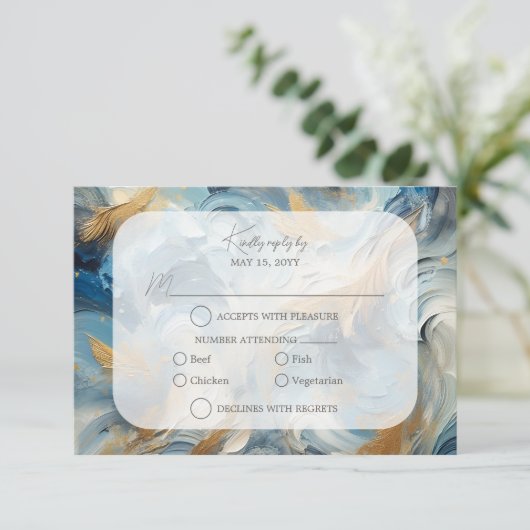 Élégance contemporaine : Bleu Blanc Or RSVP (Debout devant)