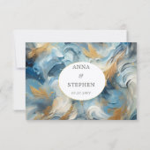 Élégance contemporaine : Bleu Blanc Or RSVP (Dos)