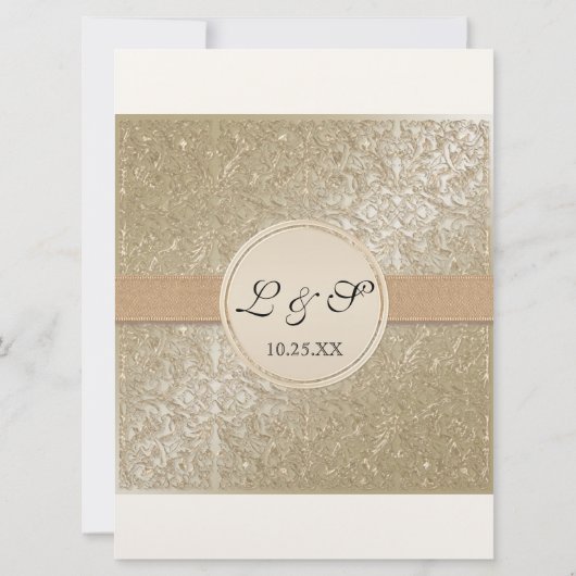 Elégance Cravate Noire, Cartes de Mariage Crème Ch (Dos)