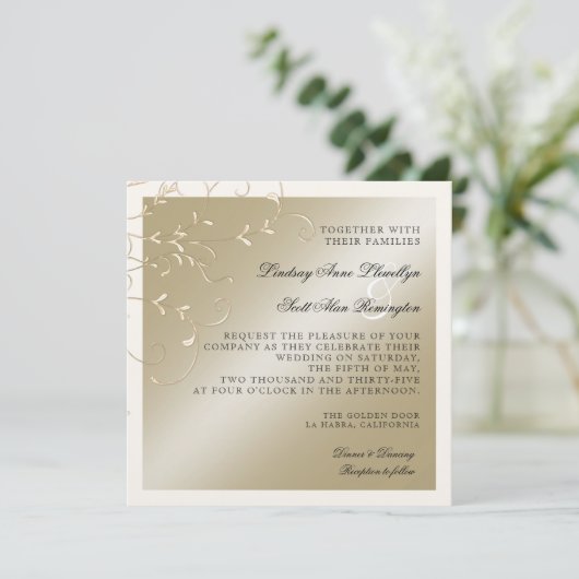 Elégance Cravate Noire, Cartes de Mariage Crème Ch (Debout devant)