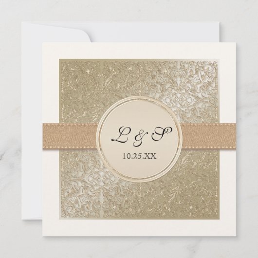 Elégance Cravate Noire, Cartes de Mariage Crème Ch (Dos)