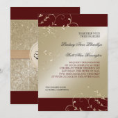 Elégance Cravate Noire, Cartes de Mariage Rouge Bo (Devant / Derrière)