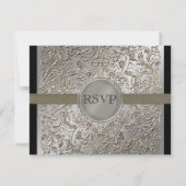 Élégance Cravate noire, cartes de réponse RSVP (Dos)