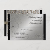 Élégance Cravate noire, cartes de réponse RSVP (Devant / Derrière)