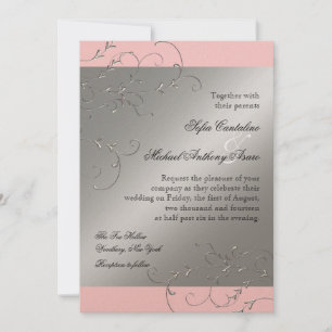 Elégance Cravate Noire, Invitations Mariage Argent