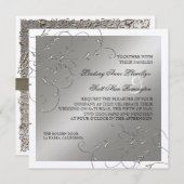 Elégance Cravate Noire, Invitations Mariage Argent (Devant / Derrière)
