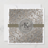 Elégance Cravate Noire, Invitations Mariage Argent (Dos)