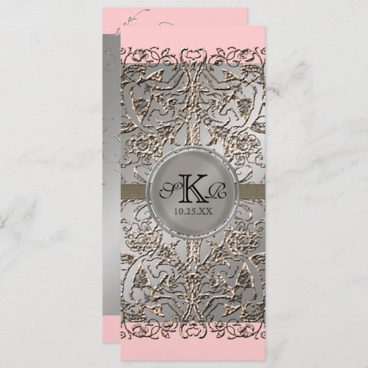 Elégance Cravate Noire, Invitations Mariage Argent (Devant / Derrière)